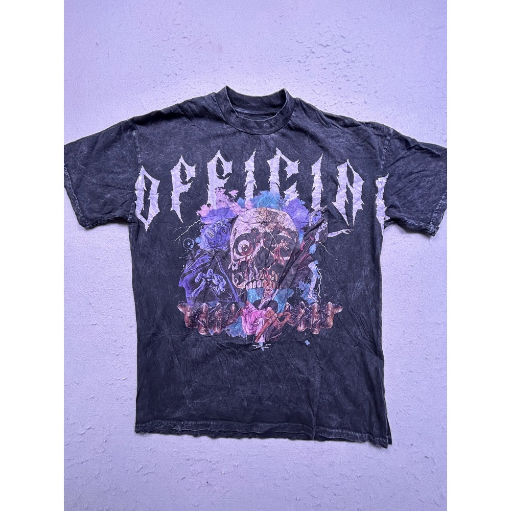 BoohooMAN T-Shirt Cotton Acid Wash Black Small Mens